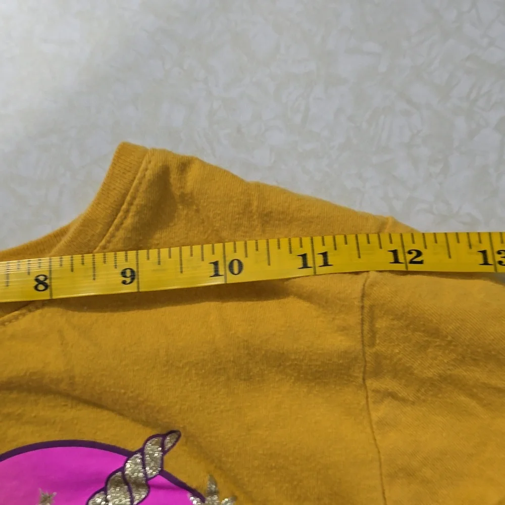 Children's Place Yellow Unicorn Heart‎ T-shirt Size Large 10/12